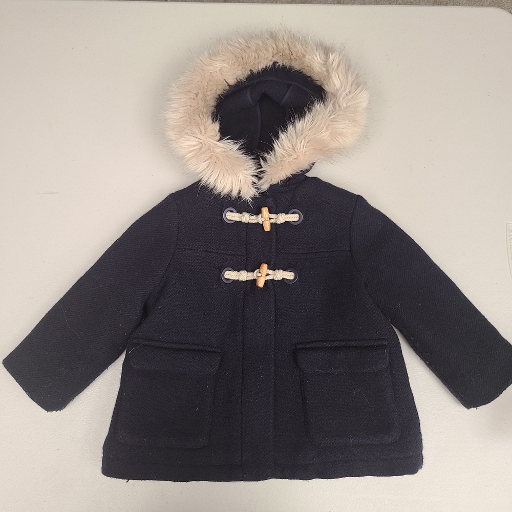 Zara Navy Wool Pea Coat 18/24m